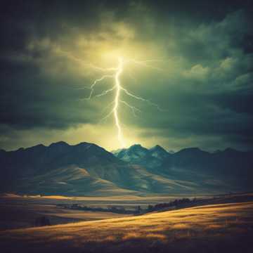Lightning over mountains album-cover illustration
